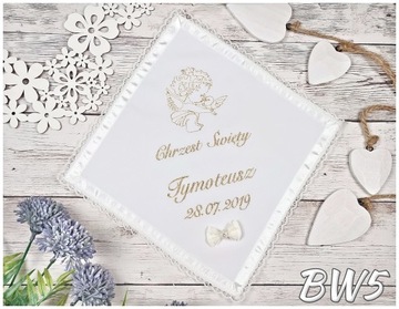 Уникальный крестильный халат, расшитый миром. Сувенир на Крещение в коробочке BW.