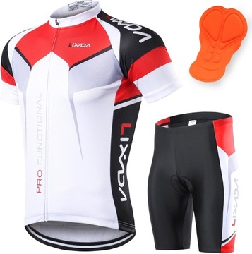 STRÓJ ROWEROWY KOLARSKI TRIATHLON KOMPLET 3 KIESZENIE KOSZULKA SPODENKI S
