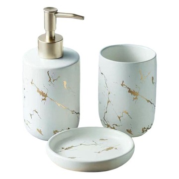 Zestaw Akcesoriów Łazienkowych CERAMICZNY Dozownik Balsamu Dozownik Mydła C