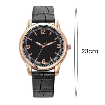 Women Watch Dual-color Round Dial Faux Leather Strap Elegant