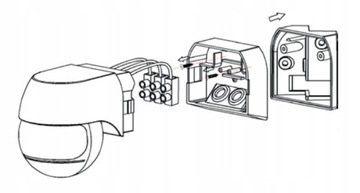 НАСТЕННЫЙ ДАТЧИК ДВИЖЕНИЯ, УГОЛ PIR, НАРУЖНЫЙ СВЕТОДИОД