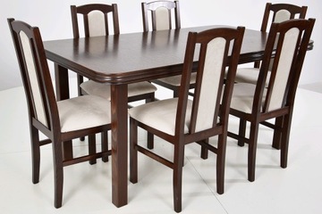 КОМПЛЕКТ ДЛЯ ГОСТИНОЙ Стол до 2м и 6 стульев ОРЕХ/БЕЖЕВЫЙ