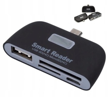 Czytnik Pendrive, Micro USB, OTG, Micro SD, HUB