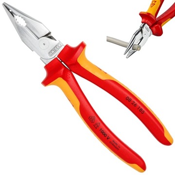 Kombinerki szczypce uniwersalne VDE ostre szczęki 185mm 1kV Knipex 0826185