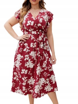 ZWIEWNA SUKIENKA W KWIATY PLUS SIZE SUKIENKA