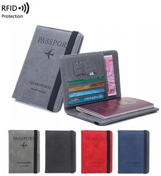 Skórzane etui na paszport praktyczne z RFID pakiet kart + sim 4 kolory