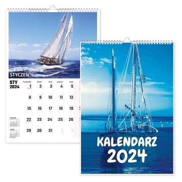 KALENDARZ ŚCIENNY NA ROK 2024 JACHTY ŻAGLOWE A3