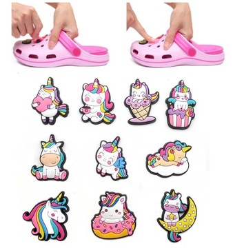 PRZYPINKI PIN ozdoby DO BUTÓW typu KROKS CROCS jednorożce 10szt