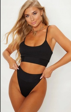 J60 Dół bikini czarny wysoki stan 36 PLT