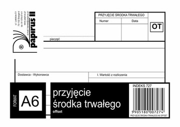 PAPIRUS II DRUK PRZYJĘCIE ŚRODKA TRWAŁEGO A6