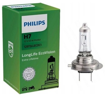 ŻARÓWKA PHILIPS H7 12V 55W PX26D LONGLIFE ECOVISION NAJDŁUŻSZA ŻYWOTNOŚĆ