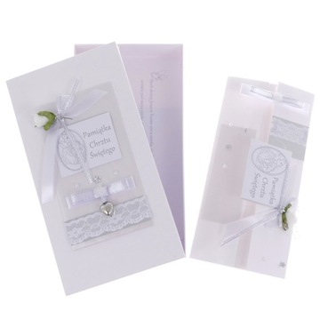 PUDEŁKO RC ZDOBIONE Z KARTKĄ DL R6 - PAMIĄTKA CHRZTU ŚWIĘTEGO BIAŁE - MIX