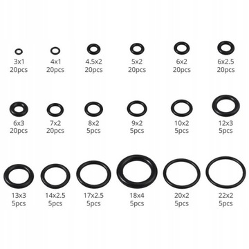 ORINGII GUMKI USZCZELKI GUMOWE OLEJOODPORNE ZESTAW ORINGÓW PALIWA 225szt