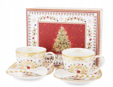 Filiżanka z Podstawką Świąteczne porcelana
