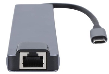 АДАПТЕР-концентратор 8 в 1 USB-C HDMI RJ45 ETHERNET КАРТА ПАМЯТИ SD СЕТЕВАЯ КАРТА