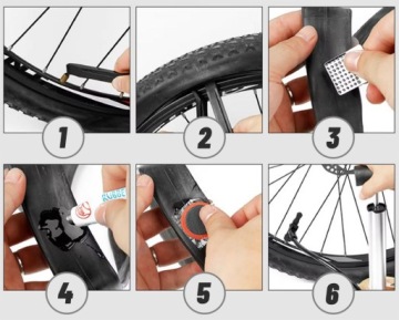 НАБОР ДЛЯ РЕМОНТА ВЕЛОСИПЕДНЫХ ШИН ЗАПЛАТЫ МНОГОРАЗОВЫЙ КЛЕЙ ДЛЯ ТРУБ 48 шт.