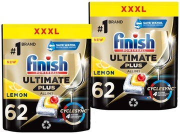 Zestaw Finish Ultimate Plus Kapsułki do zmywarki All in One 2 x 62 sztuki