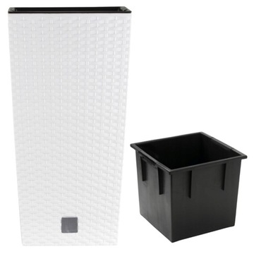 УЛИЧНЫЙ ЦВЕТОЧНЫЙ ВАЗ ИЗ РОТЕГА, БЕЛЫЙ С ВСТАВКОЙ, ВЫСОКАЯ КРЫШКА