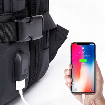 Wodoodporny PLECAK DUŻY na laptopa z portem USB biznesowy ROZSZERZALNY 17,3