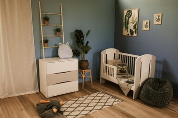 Деревянная детская КРОВАТЬ 120х60 Белый Серый НАТИ + Матрас + Пеленальный столик