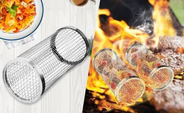 2x КОРЗИНА ДЛЯ ГРИЛЯ, ОВОЩИ КАРТОФЕЛЬ ФРИ, ВРАЩАЮЩАЯСЯ ГРИЛЬНАЯ СЕТКА ДЛЯ ГРИЛЯ 20 СМ