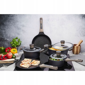 НАБОР ГОРШКОВ ИЗ МРАМОРА STARKE PRO С РЕСНЕНИЕМ, 8 ПРЕДМЕТОВ