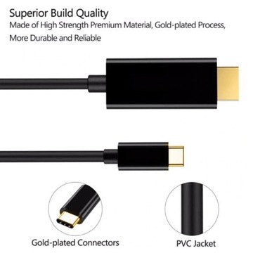 Кабель Type C — HDMI 4K2K, 1,8 метра, черный