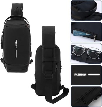 СУМКА-СЛИНГ НАГРУДНАЯ СУМКА, МУЖСКАЯ СУМКА НА ПЛЕЧЕ, ЗАЩИТА ПАРОЛЕМ