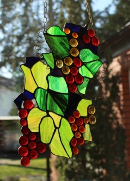 Витраж Тиффани виноград, красный виноград стеклянная виноградная лоза 2