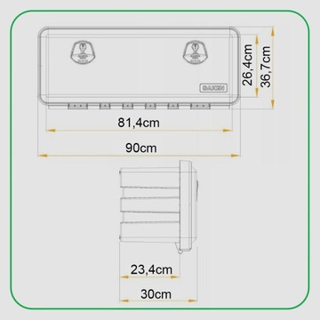 DAKEN Skrzynka narzędziowa JUST 900x367x300 58l / 50kg + Uchwyty montażowe