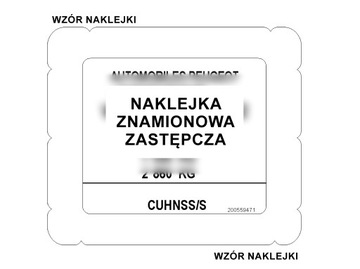 Naklejka znamionowa lub tabliczka PEUGEOT zast.