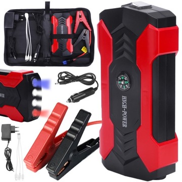 СТАРТЕР ПУСК БУСТЕР POWERBANK POWER BANK ФОНАРЬ + НАБОР ЗАЖИМОВ