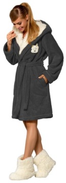 КОРОТКИЙ ХАЛАТ ЖЕНСКИЙ ПУХОВЫЙ С СОБАКОЙ ROOMKA S