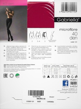 RAJSTOPY KRYJĄCE GABRIELLA MICROFIBRE 40 CARMEN 3