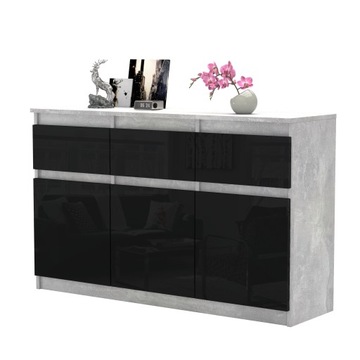 Komoda OLA szafka 120 cm 3 szuflady nowoczesna pojemna rtv POŁYSK system