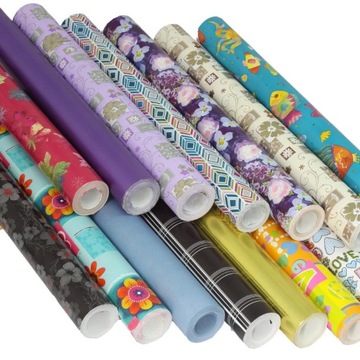 Papier ozdobny mix kolorów 9 rolek 25m 225mb zesta