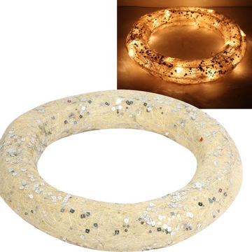 KOŁO Z SIZALU DO ZAWIESZENIA Z LED 38CM KREMOWE