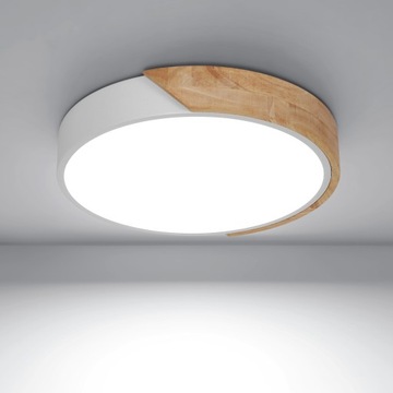 СВЕТОДИОДНЫЙ ПОТОЛОЧНЫЙ СВЕТИЛЬНИК, БЕЛЫЙ ПОТОЛОЧНЫЙ СВЕТИЛЬНИК, ДЕРЕВО, КРУГЛЫЙ, 6500К, СОВРЕМЕННЫЙ