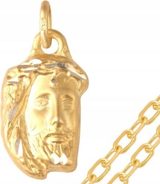 Złoty medalik komunia chrzest 585 jezus prezent pamiątka wisiorek uniseks
