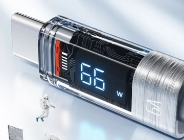 Кабель Tooki, 2 метра, USB A — Usb C, 6 А, 66 Вт, 2 м, синий ЖК-дисплей, метр.