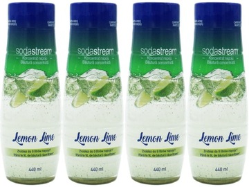 4x SYROP SODASTREAM KONCENTRAT LEMON LIME DO SATURATORA 9L NAPOJU z 440ml