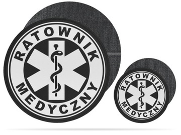 CZARNY EMBLEMAT NA RZEPIE RATOWNIK MEDYCZNY ZESTAW