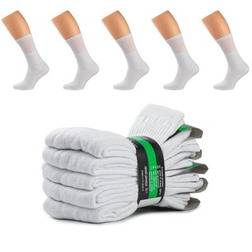 5X SKARPETKI SKARPETY GRUBE BAWEŁNIANE BIAŁE MĘSKIE 41-43