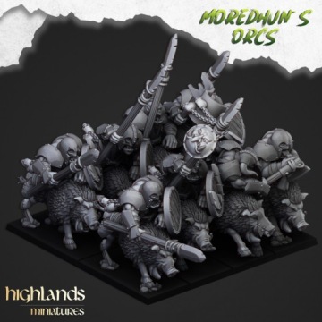 Конные орки x7+3CMD - Highlands Miniatures