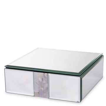 SZKLANA SZKATUŁKA PERŁOWA NA BIŻUTERIĘ KASETKA GLAMOUR SREBRNA