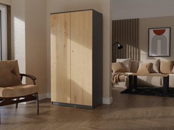 SZAFA GARDEROBA DRZWI SD-90 ANTRACYT DĄB ARTISAN