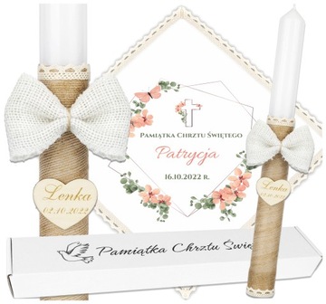 Szatka do chrztu Świeca ECO Chrzest BOHO Rubin CL