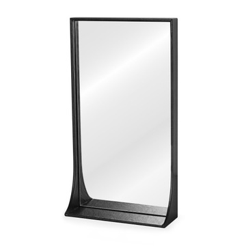 Lustro ścienne salon czarne eko skóra 55 cm