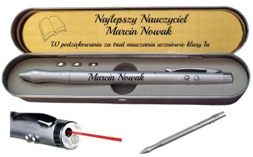 DŁUGOPIS Z GRAWEREM DZIEŃ NAUCZYCIELA LASER, LATARKA, ETUI