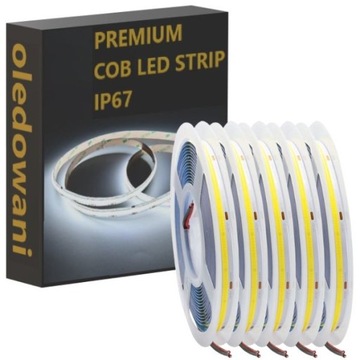 Taśma COB 480 Led/m 9W 6000K BIAŁA ZIMNA 12V IP67